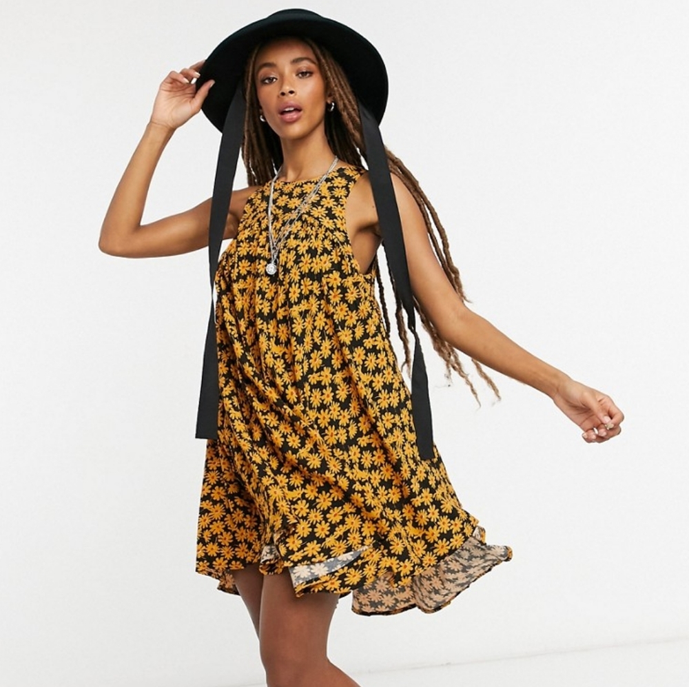 Free People Electric Daisy Print Mini Dress Size 12